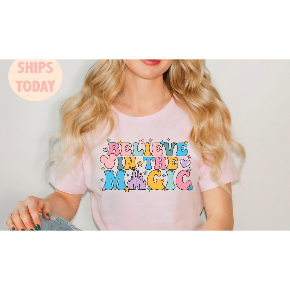 Believe In The Magic Shirt, Disney Castle Shirt, Disney Design Gift, Disney Family Matching Shirts, Believe Shirt, Cute Disney Tshirt - 1.jpg