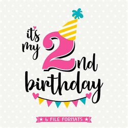 2nd birthday svg, second birthday cut file, its my birthday iron on file, girls birthday shirt svg file, kids birthday s