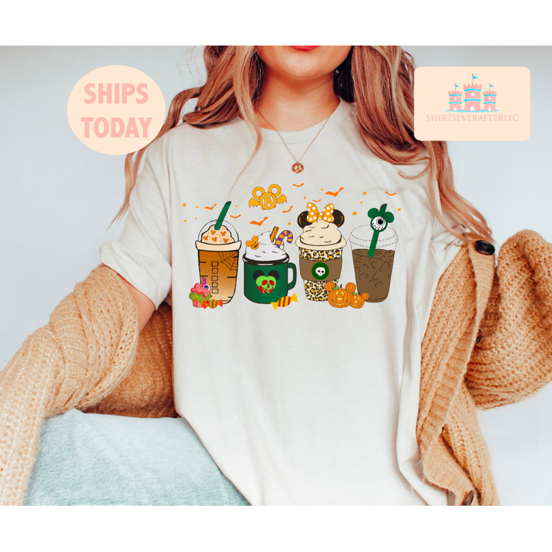 Fall Coffee Shirt, Cute Halloween Fall Shirt, Mouse Ears Coffee Lover Shirt, Pumpkin Spice Latte Drink Cup, PSL Lover, Thanksgiving Shirt - 1.jpg