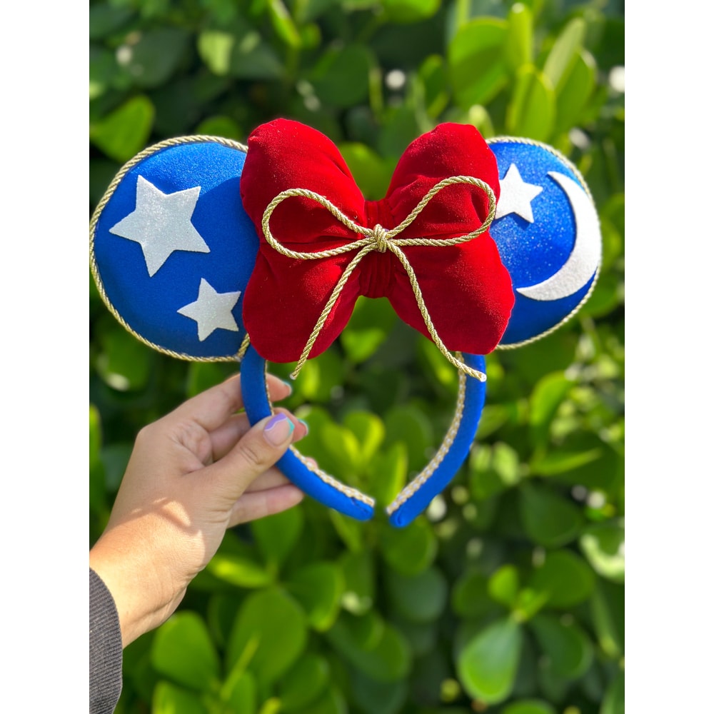Fantasmic headband, Fantasia disney ears, Sorcerer mickey ears, Mickey wizard ears, Mickey star ears, red white blue headband ears - 1.jpg
