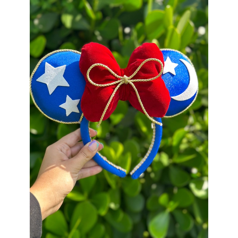 Fantasmic headband, Fantasia disney ears, Sorcerer mickey ears, Mickey wizard ears, Mickey star ears, red white blue headband ears - 2.jpg