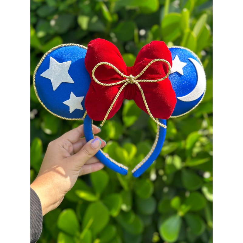 Fantasmic headband, Fantasia disney ears, Sorcerer mickey ears, Mickey wizard ears, Mickey star ears, red white blue headband ears - 3.jpg
