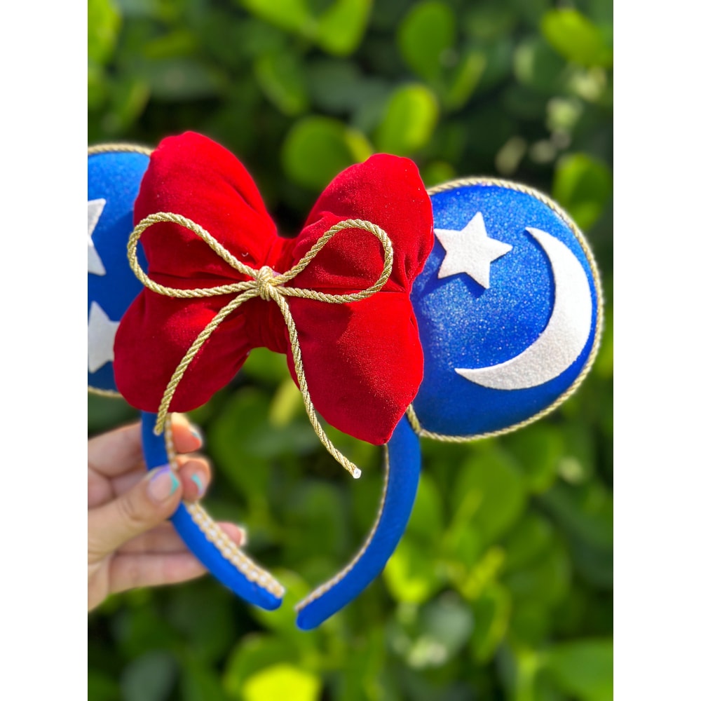Fantasmic headband, Fantasia disney ears, Sorcerer mickey ears, Mickey wizard ears, Mickey star ears, red white blue headband ears - 8.jpg