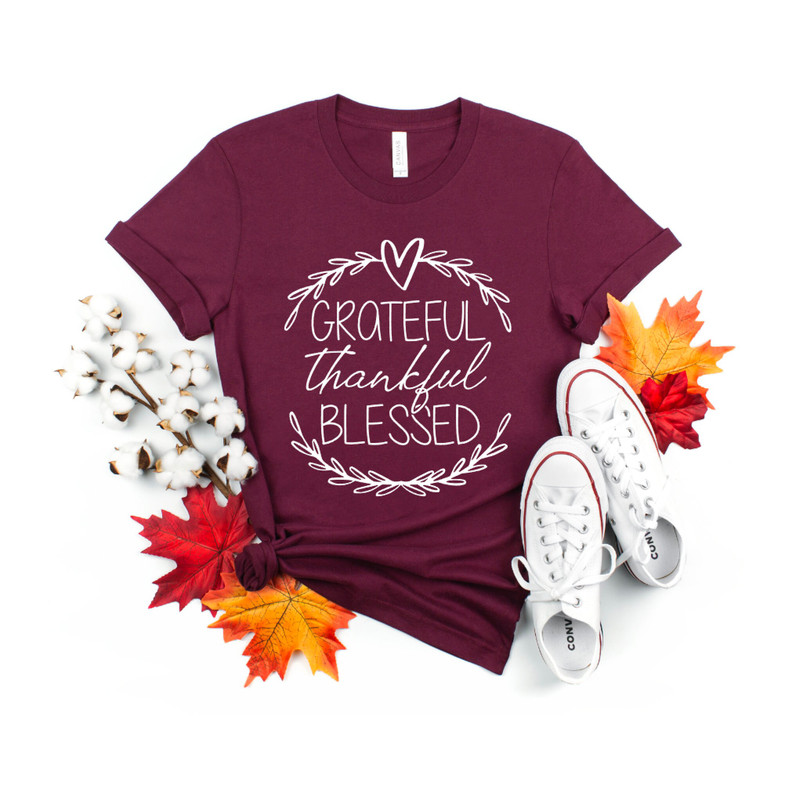 Grateful Thankful Blessed Fall Shirt Autumn Shirt Thanksgiving Shirt Unisex Jersey Short Sleeve Tee - 1.jpg