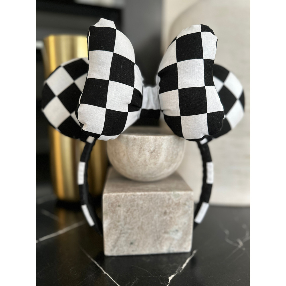 Halloween headband ears Black and white checkered Ears Headband Epcot Ears magic kingdom Ears disney Ears checkered ears, retro - 3.jpg