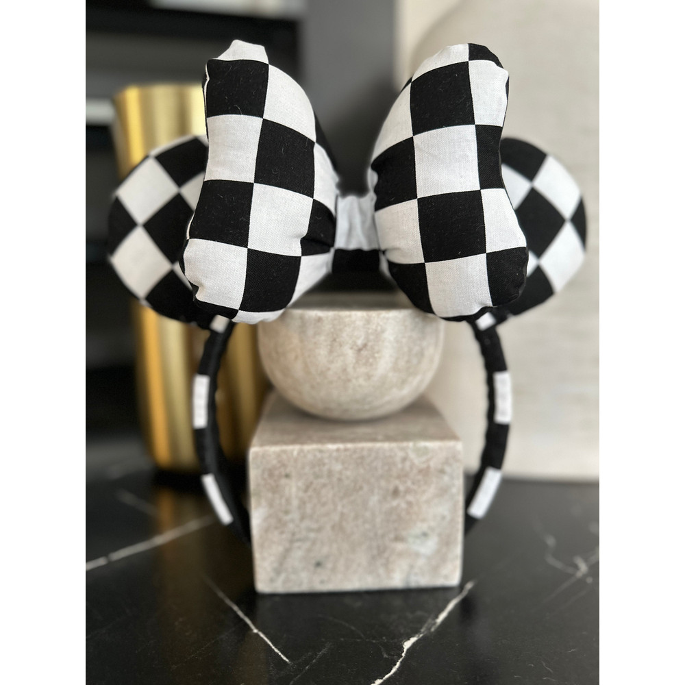 Halloween headband ears Black and white checkered Ears Headband Epcot Ears magic kingdom Ears disney Ears checkered ears, retro - 4.jpg