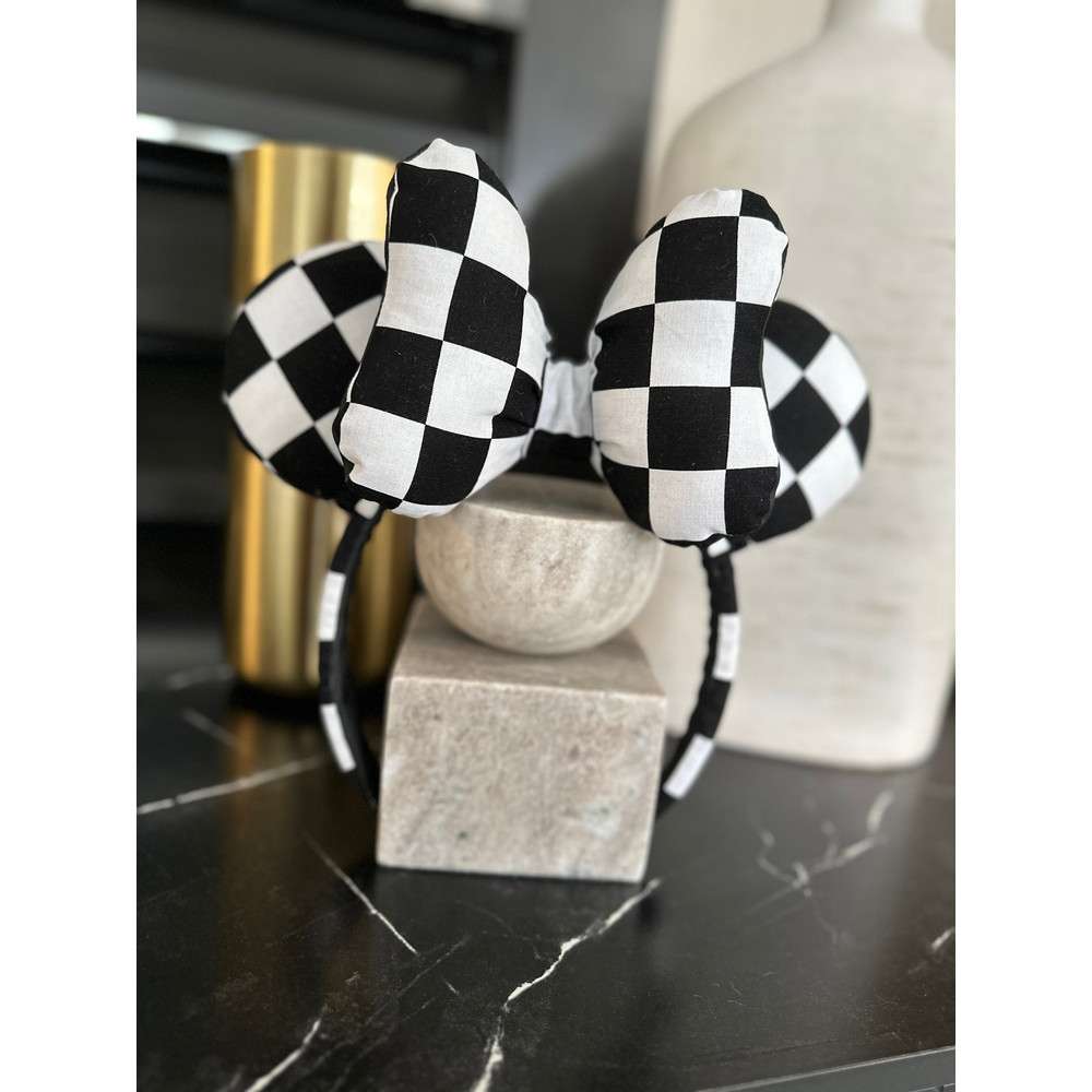 Halloween headband ears Black and white checkered Ears Headband Epcot Ears magic kingdom Ears disney Ears checkered ears, retro - 6.jpg