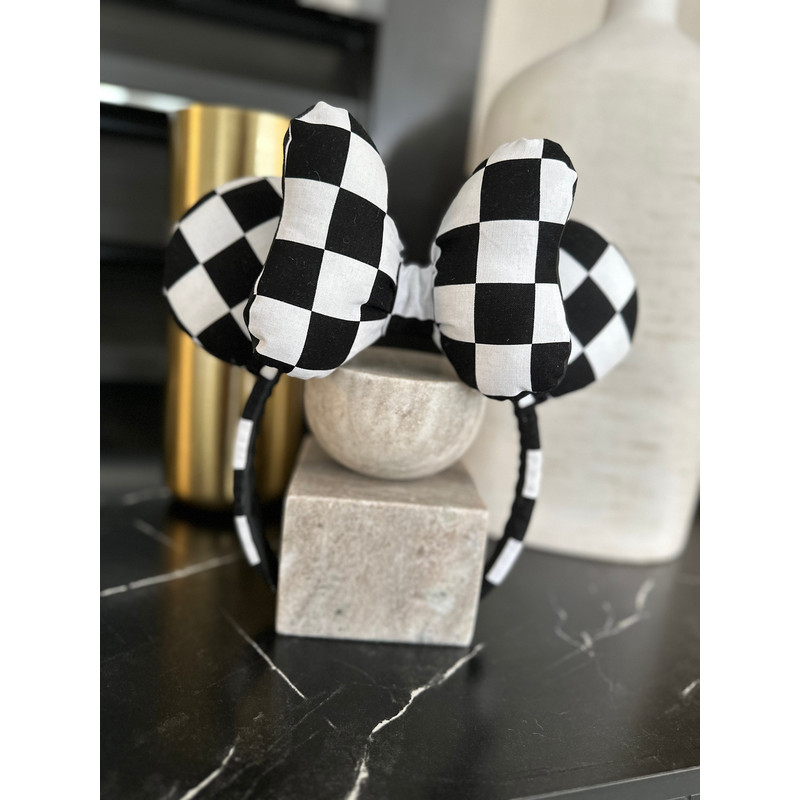 Halloween headband ears Black and white checkered Ears Headband Epcot Ears magic kingdom Ears disney Ears checkered ears, retro - 6.jpg