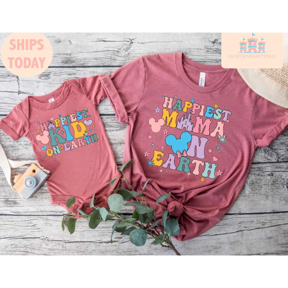 Happiest mama On Earth Shirt, Happiest kid on earth, Best day ever shirt, Believe in magic shirt, Matching Family, Retro Vacation Shirts - 2.jpg