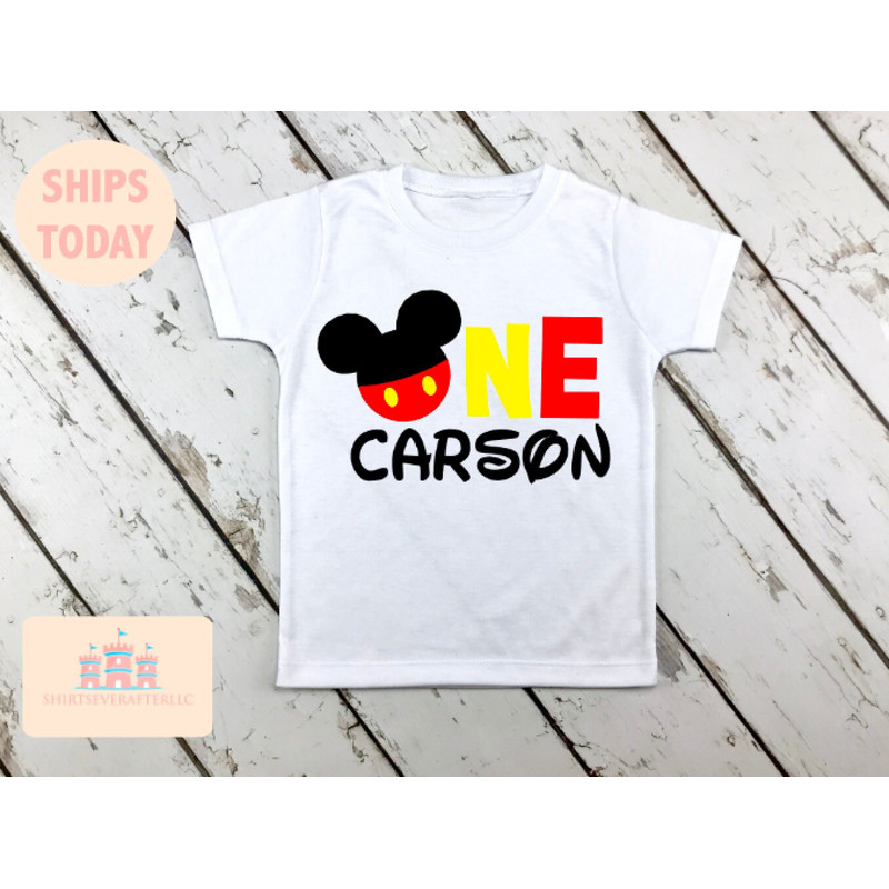 Mickey Mouse one birthday boy shirt, Mickey Mouse birthday shirt, Mickey Mouse birthday outfit, Mickey Mouse shirt, Mickey Mouse Disney tee - 1.jpg