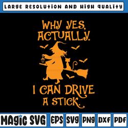 Why Yes Actually I Can Drive a Stick Svg, Halloween Witch & Cat Svg, Witch Halloween Svg, Funny Witch Quote Svg, Witch B