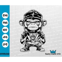 cool monkey svg hip hop hipster monkey svg,cartoon angry gorilla wearing clothes svg animals cricut cut files digital do