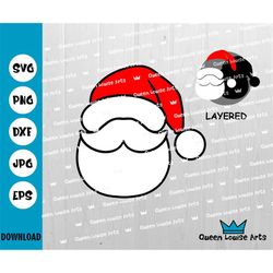 Santa SVG, Santa Face SVG,Png,Dxf,Christmas holiday SVG,Merry Christmas png,Santa download,Cartoon simple Santa logo lay