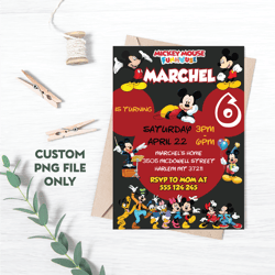 Personalized File Mickey Birthday Invitation  | Kids party, Printable Birthday Party Invitations | PNG File