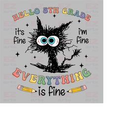 fifth grade png, back to school png, retro png, first day of school, fifth grade design, fifth grade printable, fifth gr