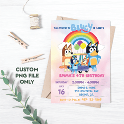 personalized file bluey birthday invitation bluey and bingo birthday invitation digital invitation printable | png file