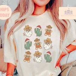 retro howdy christmas shirt, gingerbread santa, cowboy santa