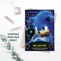 Personalized File Sonic Invitation | Sonic The Hedgehog | Sonic Birthday Invitation | Digital Kids Party | PNG File