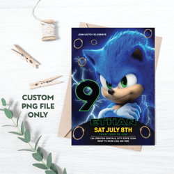 personalized file sonic invitation | sonic the hedgehog | sonic birthday invitation | digital kids party | png file