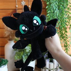 Crochet Night Fury, crochet Toothless pattern amigurumi dragon PDF Eng