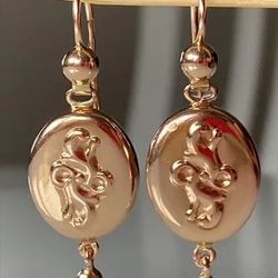 Vintage 14K Russian Earrings Samovars without stone 583 With Star Rose Gold  Soviet Retro  Women's jewelry