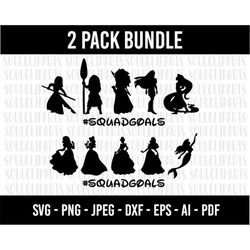 cod1018- squadgoals silhouette svg bundle, snow white svg, princess svg, princess svg files for cricut silhouette/tumble