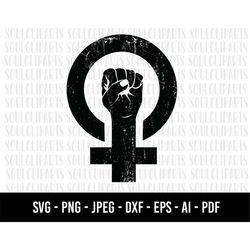 COD655- Feminist SVG, Women Power svg, Female Symbol with fist svg, Feminist T-Shirt Designs, Female Symbol clipart, Vec