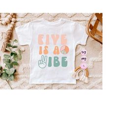 five is a vibe svg, birthday girl png, toddler shirt png, retro brother sister, kids shirt design, matching sibling, tod
