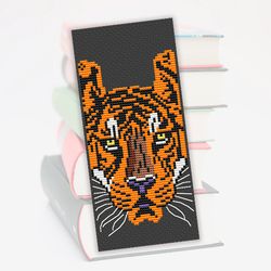 Cross stitch bookmark pattern Tiger, Counted cross stitch Animal, Bookmark embroidery pattern, Gift for book lover