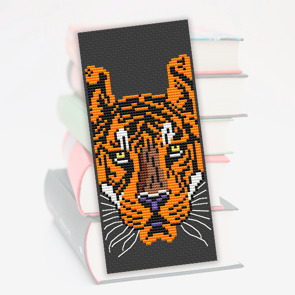 cross stitch bookmark pattern Tiger