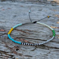 Multicoloured seed bead bracelet for men