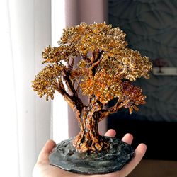 Handmade miniature golden tree of life