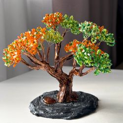 Handmade artificial bonsai with amber