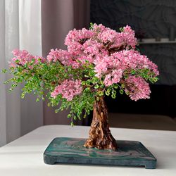 Beaded azalea blossom tree | tree ornament | art | realistic tree sculpture | custom order | exclusive home decoration