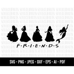 cod1009- princess friends silhouette svg bundle, snow white svg, princess svg, princess svg files for cricut silhouette/