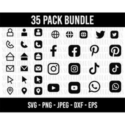 cod292- social media content creator icons 25 svg/facebook /icon bundle,social media symbols, cricut files, blog and web