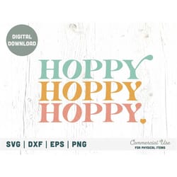 hoppy stacked retro easter svg cut file - retro boho easter svg, easter shirt svg, hoppy easter png - commercial use, di