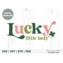 lucky little lady retro svg cut file - boho st. patricks day svg, girl st patricks png, mommy and me irish svg- commerci