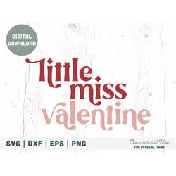 little miss valentine svg cut file, baby valentine shirt svg, little girl valentine retro valentines day svg - commercia