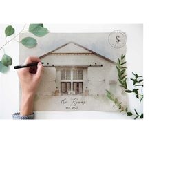custom watercolor wedding venue painting, personalized housewarming gift, gift for newlyweds, engagement gift, custom wa