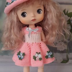 Knitted dress, hat, socks, hair bands, for Xiaomi Monst doll