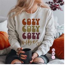 cozy vibes svg, fall svg, fall sweatshirt, spooky vibes svg, retro fall, png, sublimation design