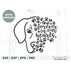 forever in our hearts svg cut file - dog loss svg, pet loss svg, dog memorial gift svg, dog remembrance svg - commercial