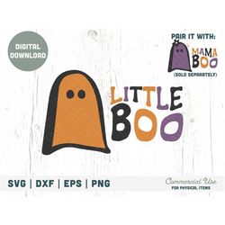 Little Boo Retro SVG cut file - Retro halloween svg, mommy and me halloween shirt svg, spooky halloween svg - Commercial
