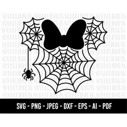 cod1150- minnie spiderweb halloween, trick or treat svg, halloween spider web svg, trick or treat svg, spooky vibes svg,