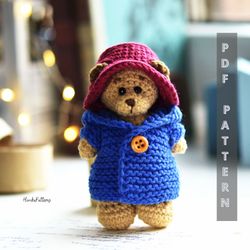 Paddington bear, miniature teddy bear, crochet bear pattern
