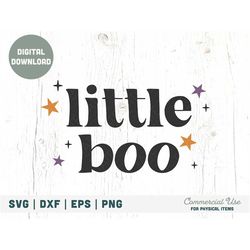 Little boo SVG cut file - Retro halloween svg, baby halloween shirt svg, spooky kid svg, first halloween svg - Commercia