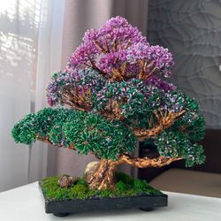 Exclusive handmade purple beaded bonsai | ornament tree | original home decoration | table decoration | luxury gift