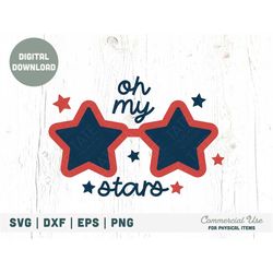 oh my stars svg cut file - retro independence day svg, kid 4th of july patriotic svg shirt, summer quote svg - commercia