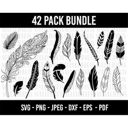 cod74-feather svg / feather png / birds feather svg/realistic, boho and intricate feather bundle svg  png/instant downlo